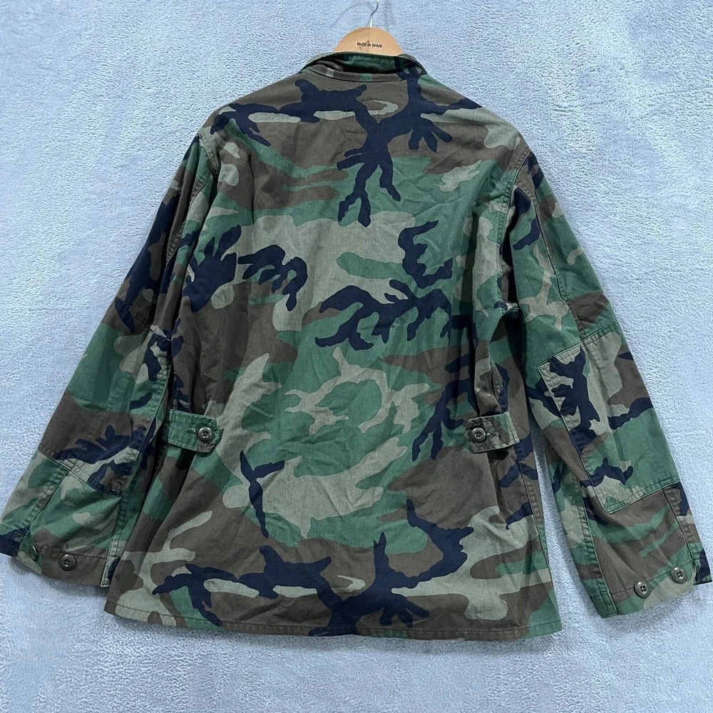 Vintage US Army Woodland Camo BDU Combat‎ Shirt Field Jacket Men's M Nato